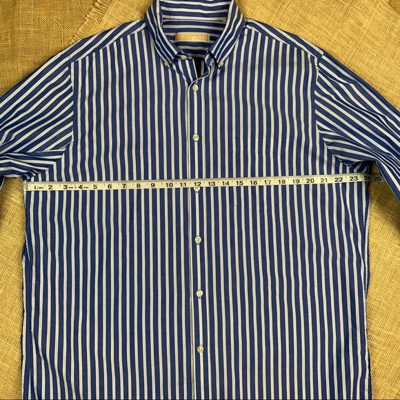 Michael Kors Shirt 16 1/2 34/35 Cotton Blue White - Picture 4 of 8